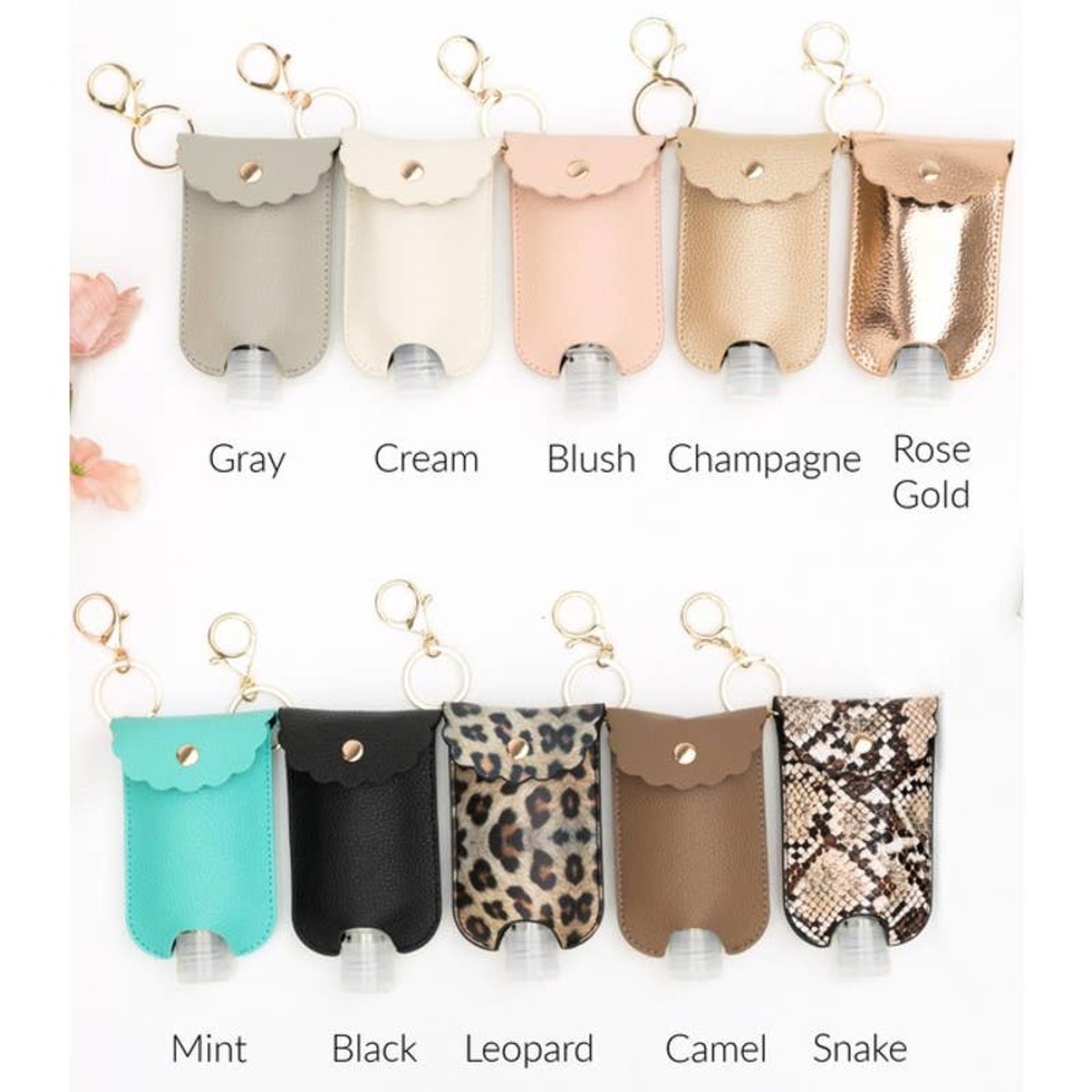 Vegan Leather Scallop Hand Sanitizer Pouch and Bottle Set Leopard Print - Picture 4 of 4